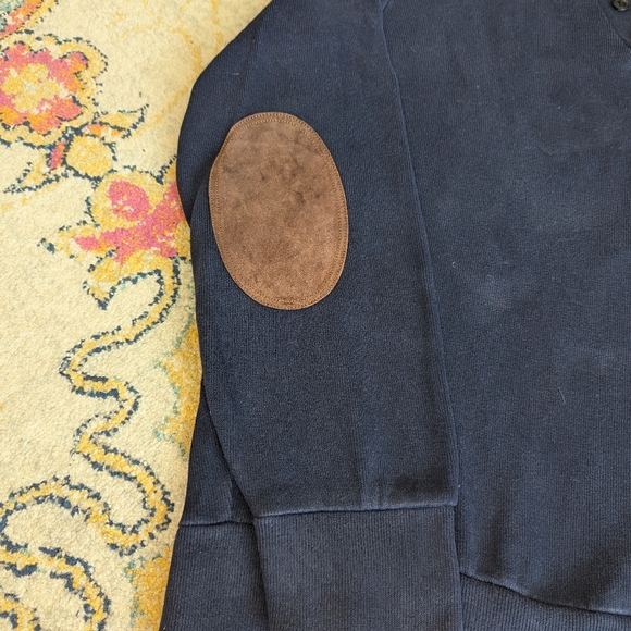 Polo Ralph Lauren Men X-Large Navy Shawl Neck Knit Sweater Suede Elbow Patch - Picture 4 of 4